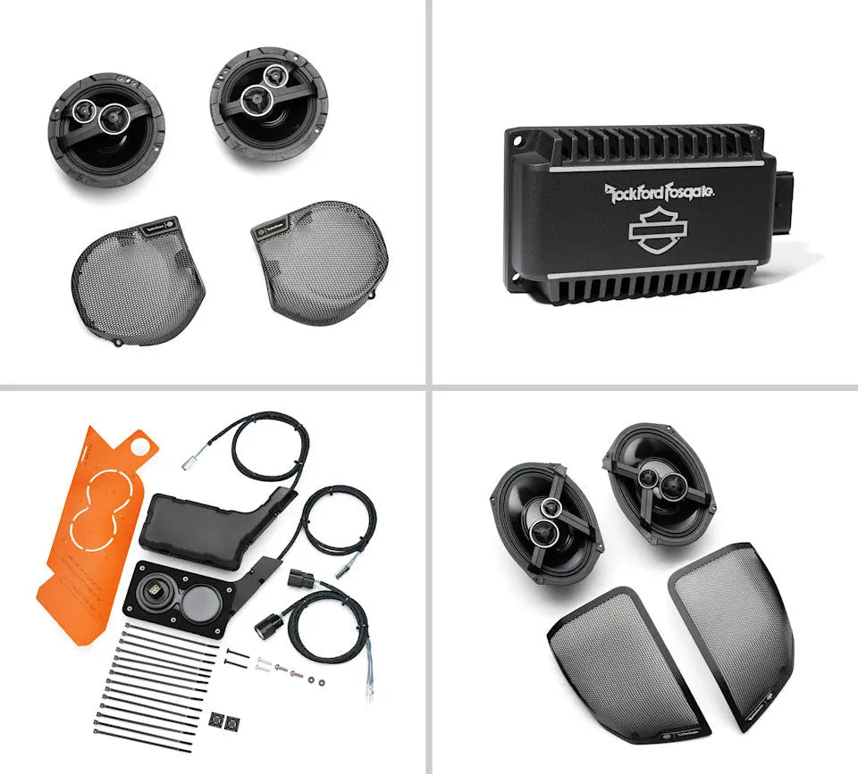 Harley Davidson Audio powered by Rockford Fosgate Stage II+ 4-Speaker Kit Package Harley Davidson