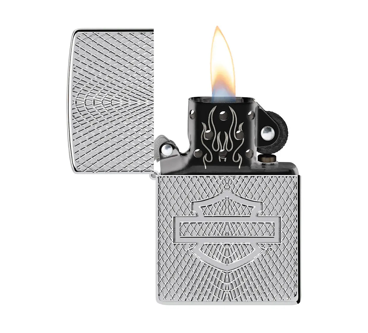 Harley-Davidson Armor High Polish Chrome Deep Carve Windproof Lighter Harley Davidson