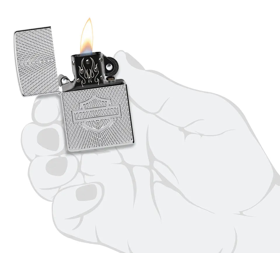 Harley-Davidson Armor High Polish Chrome Deep Carve Windproof Lighter Harley Davidson